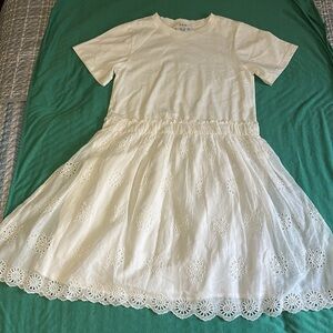 SEA Embroidered Combo Dress Girls' 14Y Eggshell Crew Neck Pullover New York,